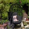 Habitat Kora Rattan Effect Garden Egg Chair - Black -Bedding Promotion Store 9539060 R Z001A