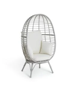 Habitat Kora Rattan Effect Garden Egg Chair - Grey -Bedding Promotion Store 9540815 R Z002A