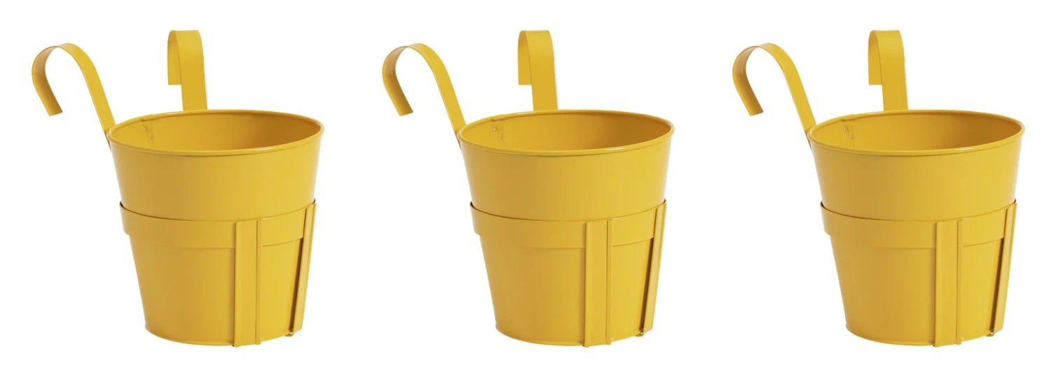 GSB Bright Balcony Yellow Planters-Set Of 3 3 GSB Bright Balcony Yellow Planters-Set Of 3