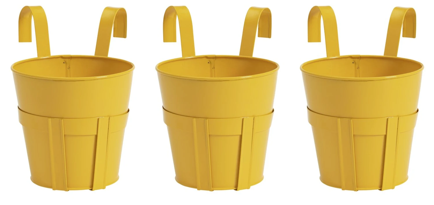 GSB Bright Balcony Yellow Planters-Set Of 3 4 GSB Bright Balcony Yellow Planters-Set Of 3 - Image 2