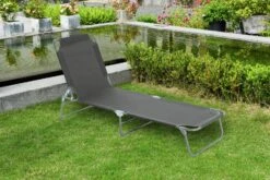 Habitat Folding Metal Sun Lounger - Charcoal