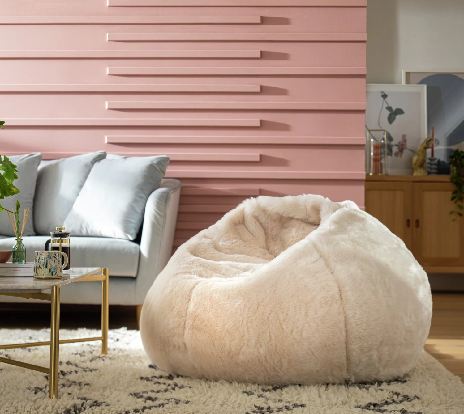 Kaikoo Ayrton Fur Beanbag- Cream 4 Kaikoo Ayrton Fur Beanbag- Cream - Image 2