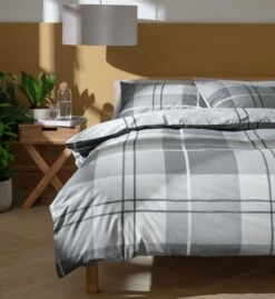 Habitat Check Charcoal Grey Bedding Set - Single -Bedding Promotion Store 9561155 R Z005A