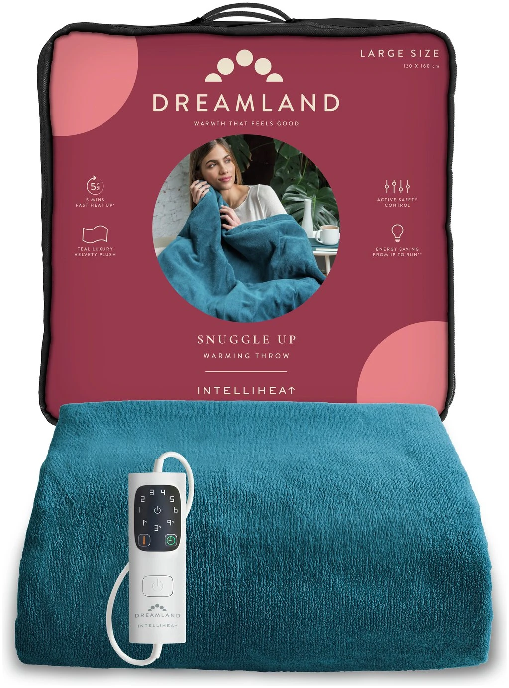 Dreamland Snuggle Up Teal Heated Throw - Large 9 Dreamland Snuggle Up Teal Heated Throw - Large - Image 7