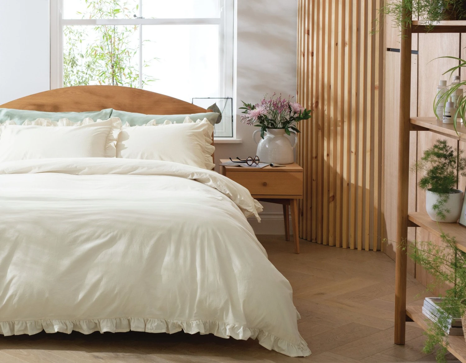 Habitat Cotton 180TC Frilled Cream Bedding Set - Single 3 Habitat Cotton 180TC Frilled Cream Bedding Set - Single