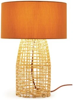Habitat Luiss Rattan Table Lamp - Orange -Bedding Promotion Store 9575639 R Z007A