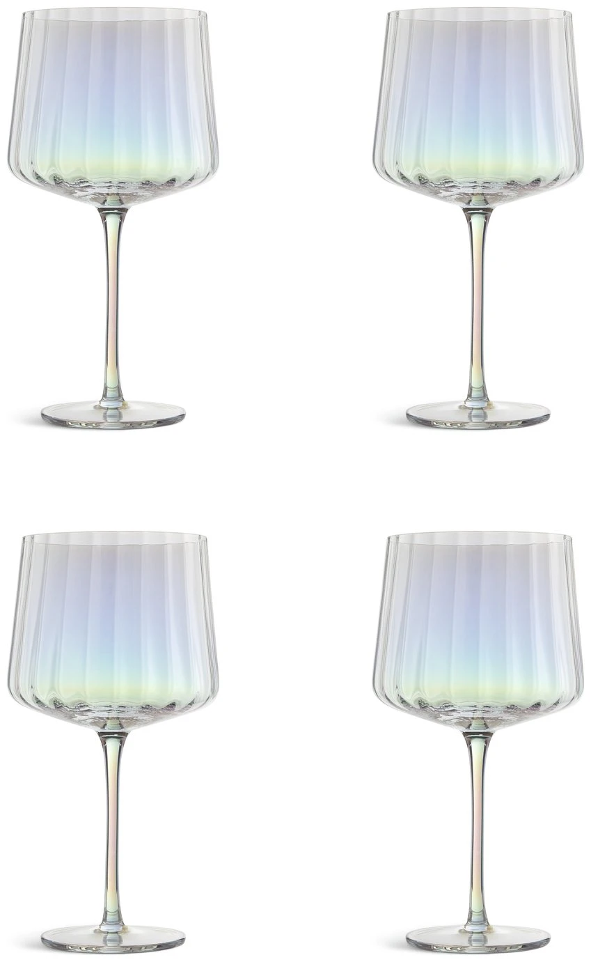 Habitat Iridescent Lustre Fluted Set Of 4 Gin Glass 3 Habitat Iridescent Lustre Fluted Set Of 4 Gin Glass