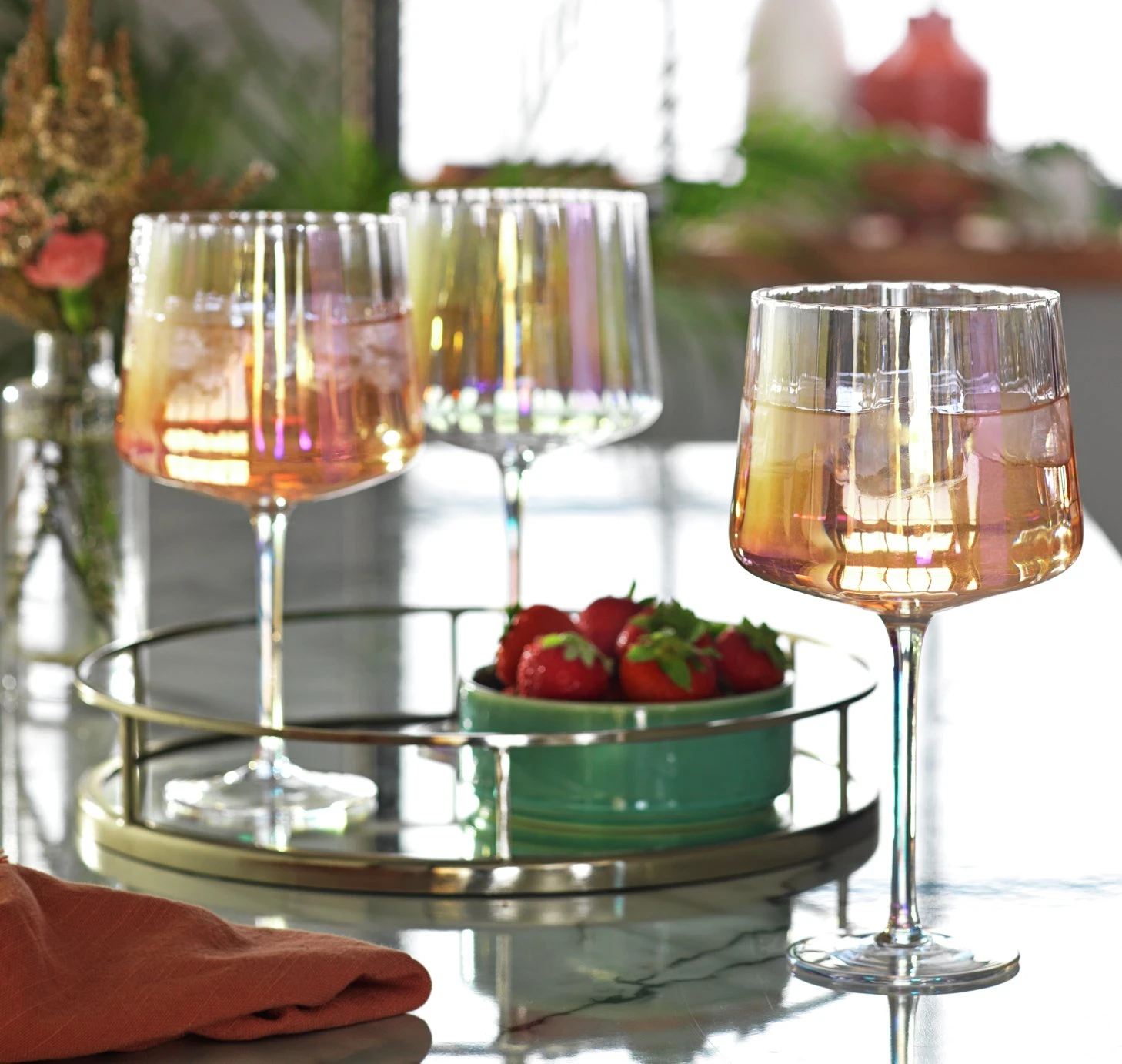 Habitat Iridescent Lustre Fluted Set Of 4 Gin Glass 4 Habitat Iridescent Lustre Fluted Set Of 4 Gin Glass - Image 2