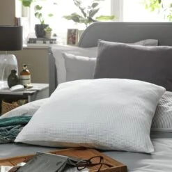 Habitat Waffle Patterned Cushion - White - 59x59cm