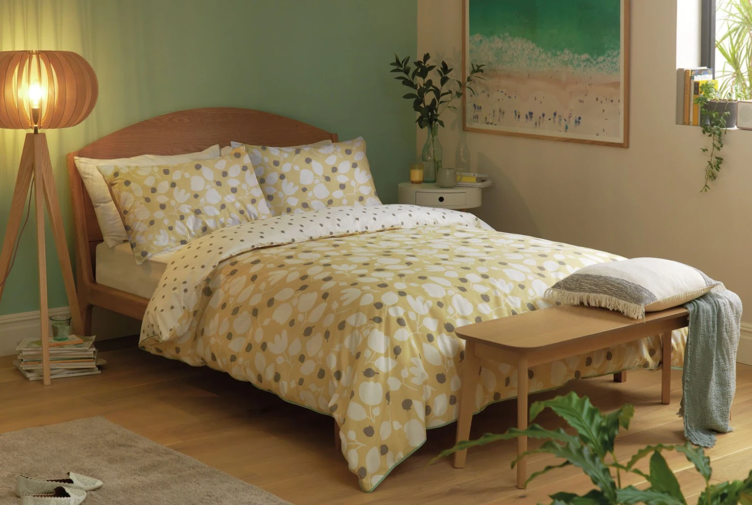 Habitat Scandi Floral Yellow & White Bedding Set - Single 3 Habitat Scandi Floral Yellow & White Bedding Set - Single