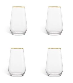 Habitat Set Of 4 Gold Rim Hi Ball Glasses