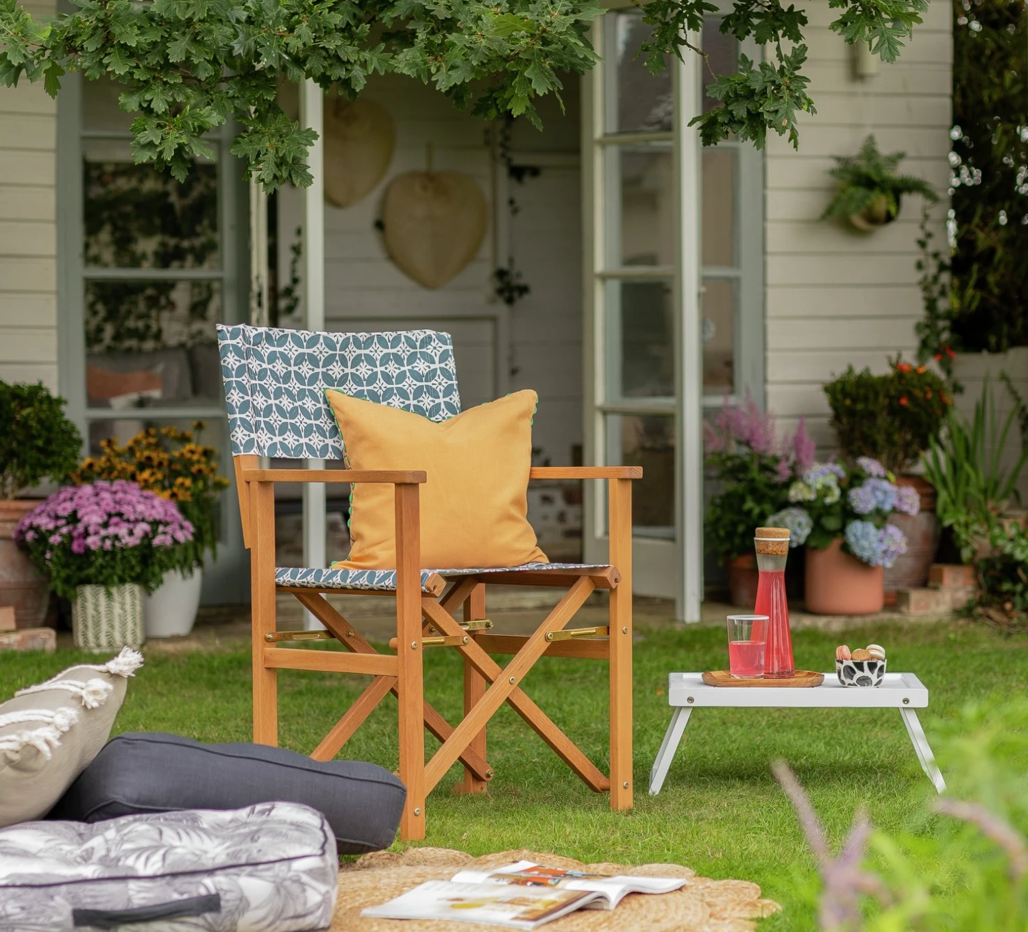 Habitat Folding Wooden Director Chair - Grey & White 4 Habitat Folding Wooden Director Chair - Grey & White - Image 2