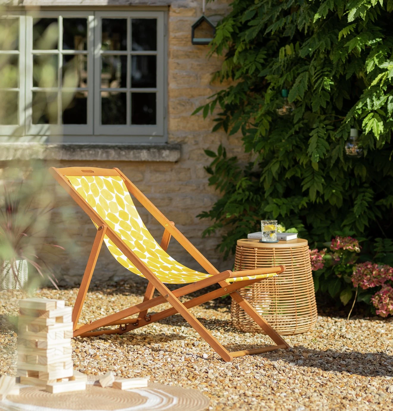 Habitat Folding Wooden Garden Deck Chair - White 4 Habitat Folding Wooden Garden Deck Chair - White - Image 2