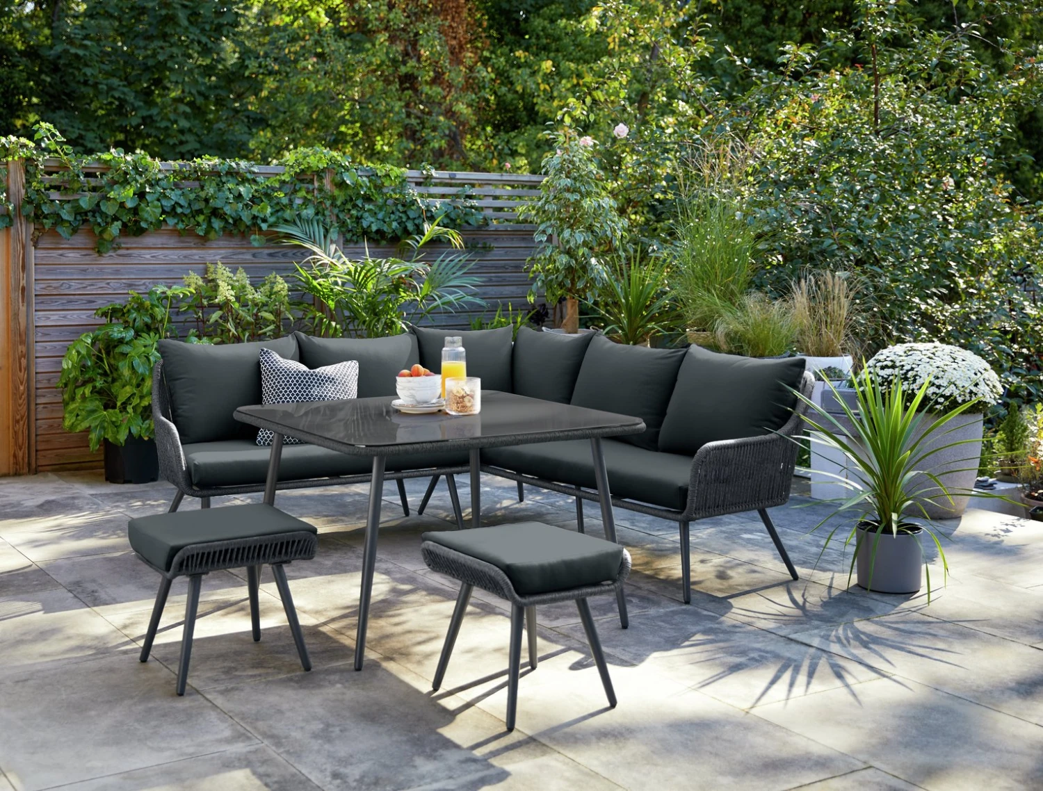 Habitat Malta 6 Seater Rattan Effect Patio Set - Black 4 Habitat Malta 6 Seater Rattan Effect Patio Set - Black - Image 2