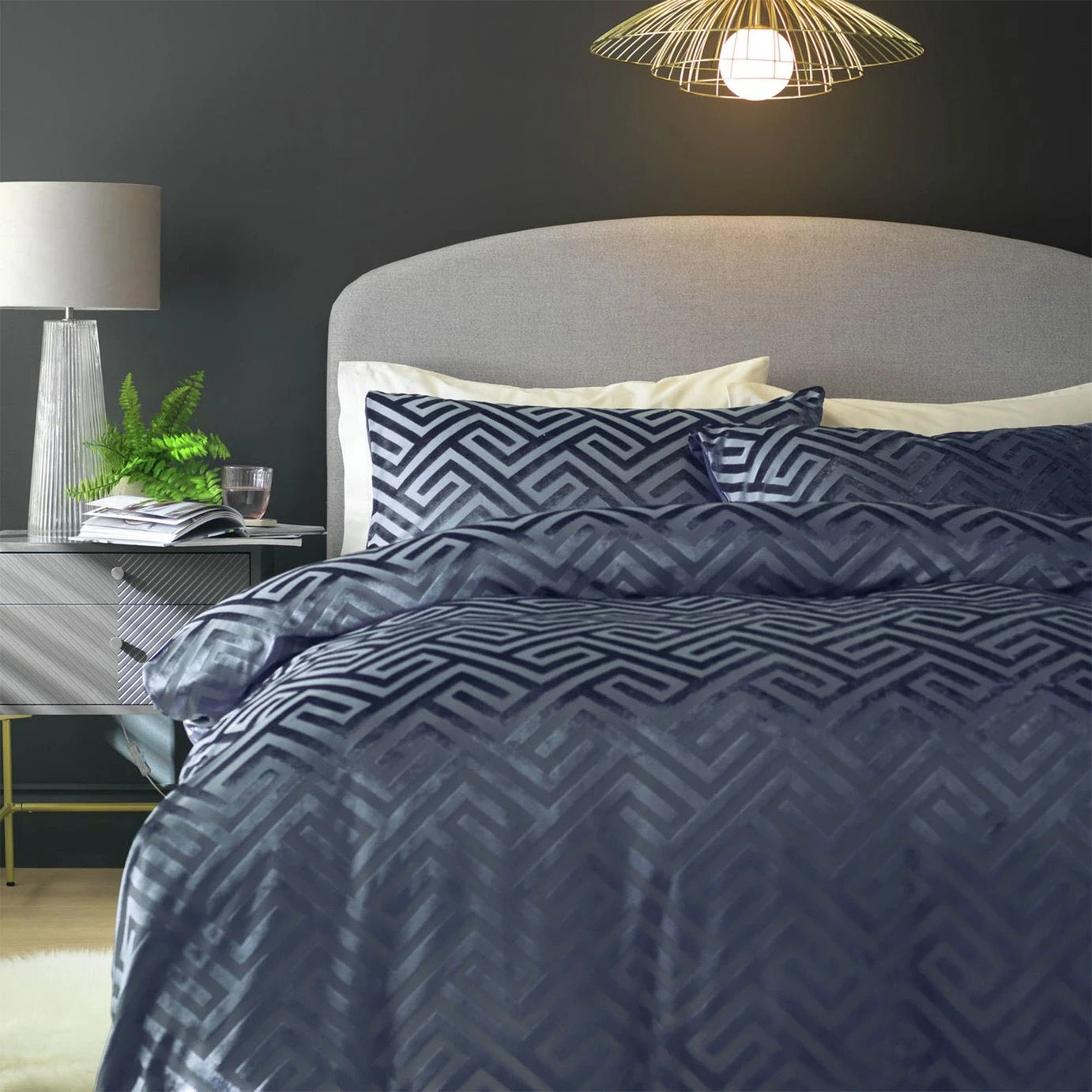 Habitat Velvet Geo Navy Bedding Set - Single 3 Habitat Velvet Geo Navy Bedding Set - Single